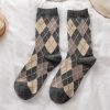 Diamond lattice wool stockings plus velvet thick warm winter stockings Japanese vintage stockings women's tube stockings Rhombic wool stockings - Image 2