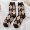 Diamond lattice wool stockings plus velvet thick warm winter stockings Japanese vintage stockings women's tube stockings Rhombic wool stockings - Image 3